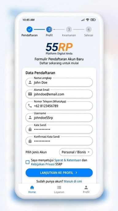 Buat Akun Baru 55rp untuk Pengguna Android