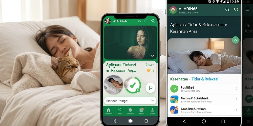 Antarmuka aplikasi ALADIN66 yang menenangkan untuk tidur dan relaksasi.