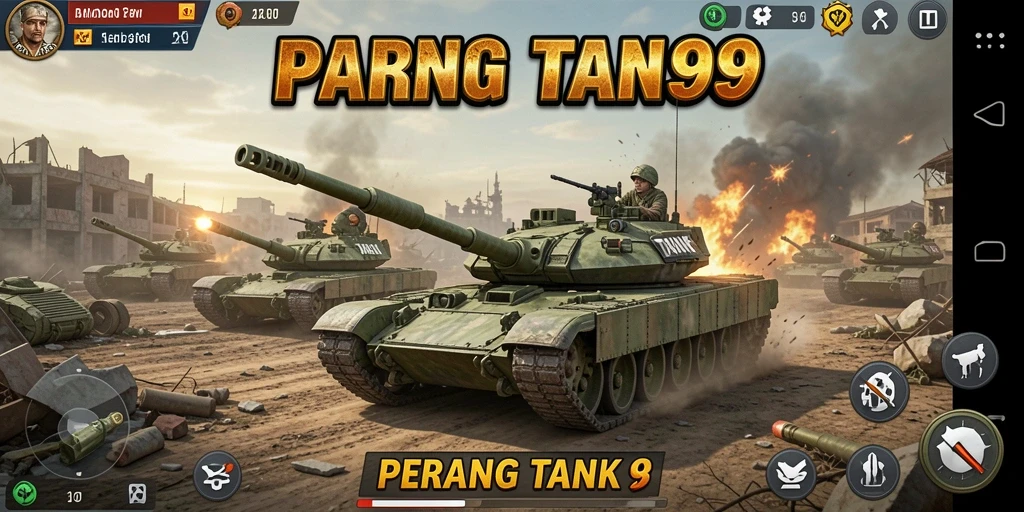 Antarmuka BANDAR99 yang menarik dalam mode Perang Tank.