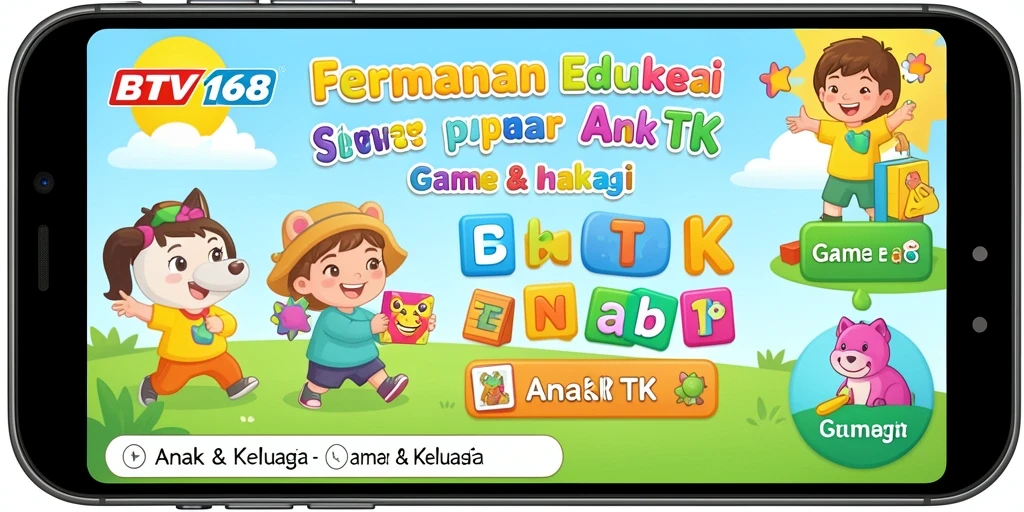 Tampilan antarmuka BTV168 yang cerah dan ramah anak.