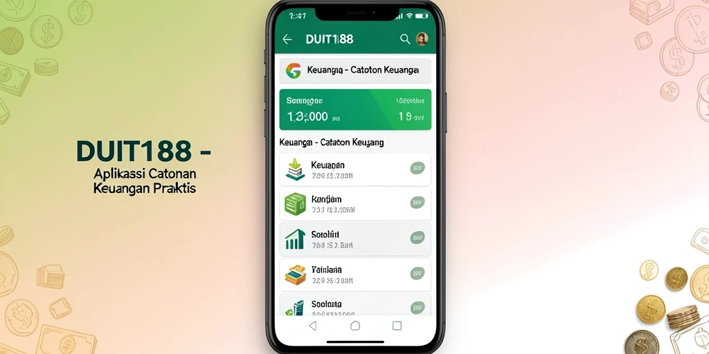 Tampilan antarmuka aplikasi DUIT188 untuk Catatan Keuangan.