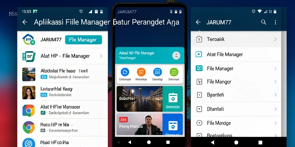 Antarmuka intuitif dan fungsi pengelolaan file JARUM77 yang praktis.