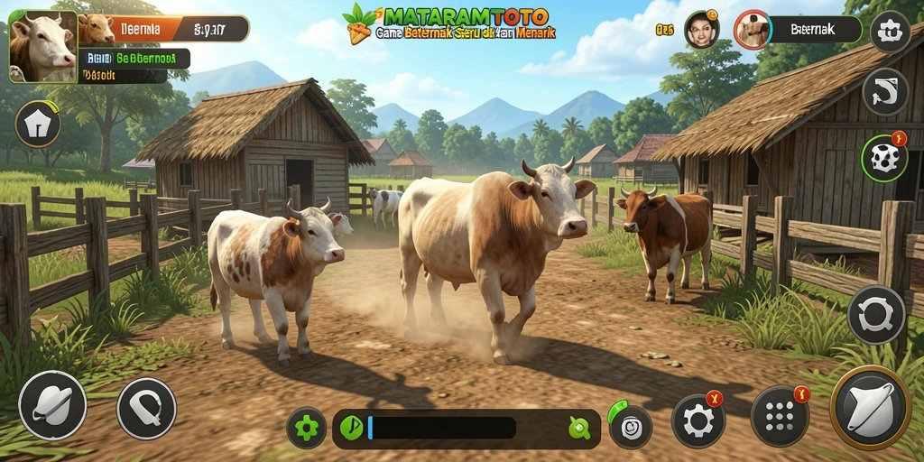 Tampilan antarmuka pengguna dalam game Beternak MATARAMTOTO.