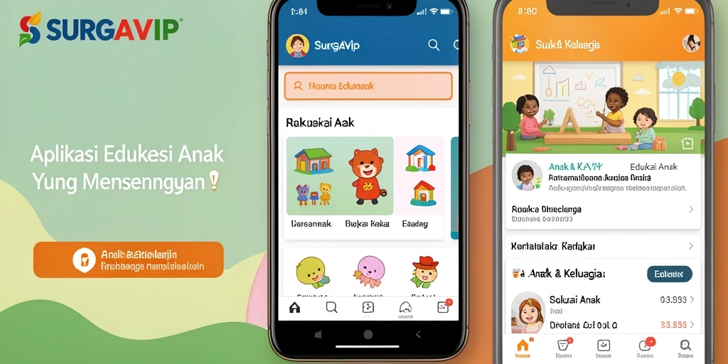 Antarmuka menarik dari aplikasi Edukasi Anak SURGAVIP.